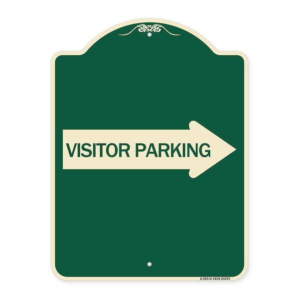 Visitor Parking With Right Arrow Heavy-Gauge Aluminum Architectural Sign, 24" x 18", G-1824-24376